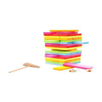 54-Piece Colored Wooden Building Block Dice Jenga With Hammer Learning Game Set For Kids