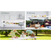 Lanny Foldable Buffet Table White/Black 180 x 72 x 76cm