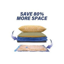 10 Pack Reusable Vacuum Storage Bags With Travel Hand Pump White/Blue 70 x 50cm