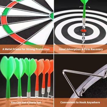 Dart Board Game With 6 Darts And Instruction Manual 15 Inch