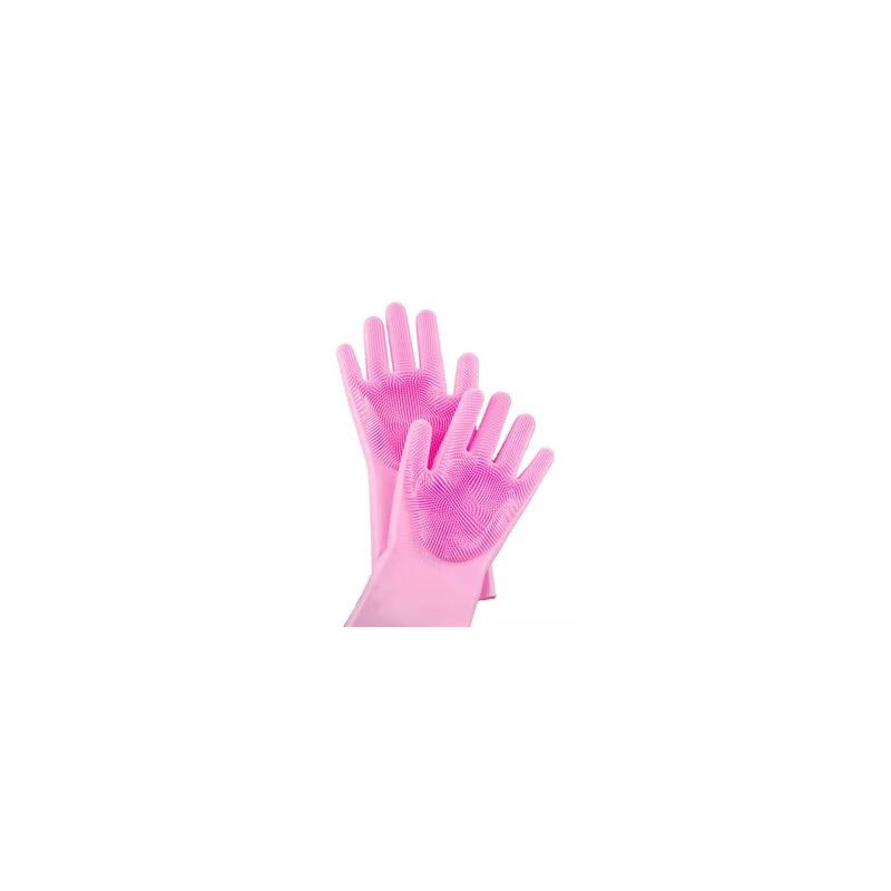 Inew Magic Silicone Gloves With Wash Scrubber Pink 35.7 x 16.5Centimeter