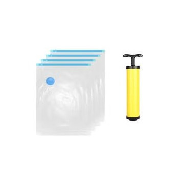Pack Of 5 Vacuum Storage Bag With Plastic Suction Pump Set Assorted