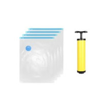 Pack Of 5 Vacuum Storage Bag With Plastic Suction Pump Set Assorted