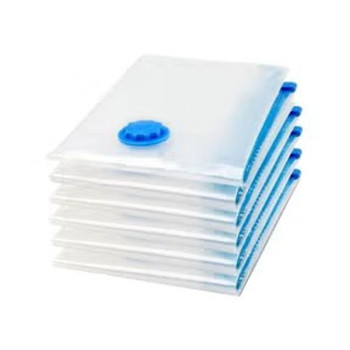 Qings 6-Piece Reusable Sealer Storage Bag With Suction Pump Clear/Blue, 50 x 70 cm