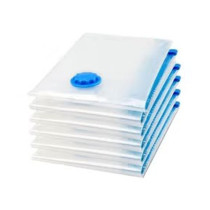 Qings 6-Piece Reusable Sealer Storage Bag With Suction Pump Clear/Blue, 50 x 70 cm