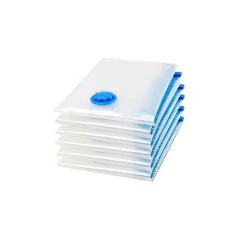 Qings 6-Piece Reusable Sealer Storage Bag With Suction Pump Clear/Blue, 50 x 70 cm