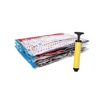 Qings 6-Piece Reusable Sealer Storage Bag With Suction Pump Clear/Blue, 50 x 70 cm