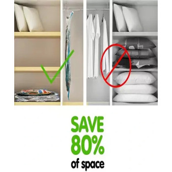 Qings 6-Piece Reusable Sealer Storage Bag With Suction Pump Clear/Blue, 50 x 70 cm