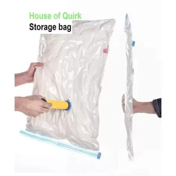 Qings 6-Piece Reusable Sealer Storage Bag With Suction Pump Clear/Blue, 50 x 70 cm