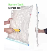 Qings 6-Piece Reusable Sealer Storage Bag With Suction Pump Clear/Blue, 50 x 70 cm