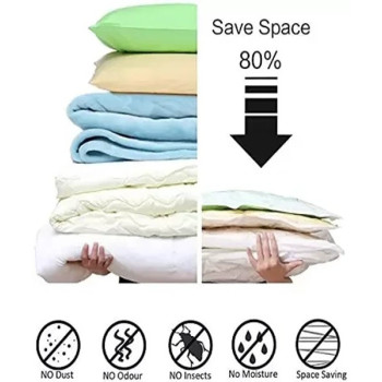 Qings 6-Piece Reusable Sealer Storage Bag With Suction Pump Clear/Blue, 50 x 70 cm