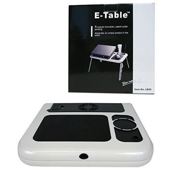 E-Table Portable Laptop Table With Cooling Fan Black/White