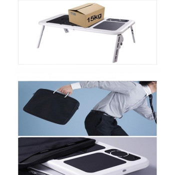 E-Table Portable Laptop Table With Cooling Fan Black/White
