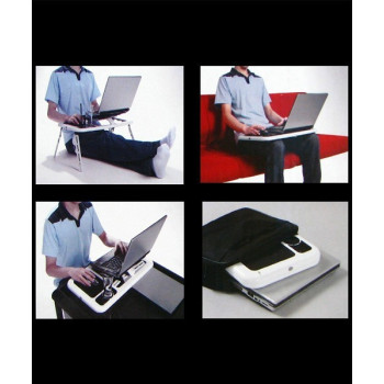 E-Table Portable Laptop Table With Cooling Fan Black/White