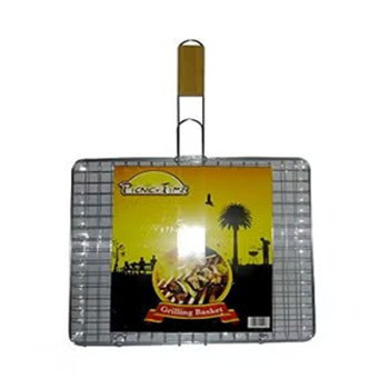 Picnic Time Bbq Grilling Basket With Handle, Silver/Brown