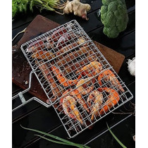 Picnic Time Bbq Grilling Basket With Handle, Silver/Brown
