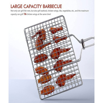 Picnic Time Bbq Grilling Basket With Handle, Silver/Brown