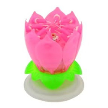 Rotating Lotus Flower Musical Candle 6 x 11Centimeter