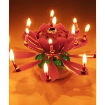 Rotating Lotus Flower Musical Candle 6 x 11Centimeter