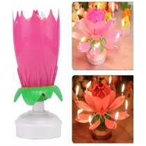 Rotating Lotus Flower Musical Candle 6 x 11Centimeter
