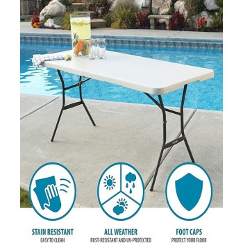 Oztrail Foldable Blow Mould Table White 182 x 76 x 5Centimeter