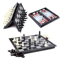 Magnetic Foldable Bac Kgammon Checkers Chess Set