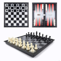 Magnetic Foldable Bac Kgammon Checkers Chess Set