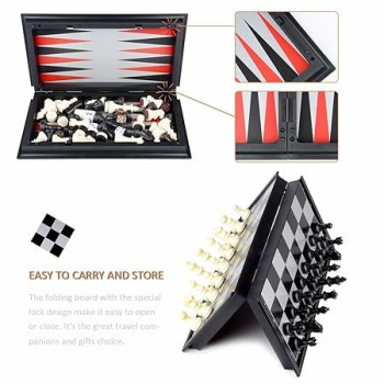 Magnetic Foldable Bac Kgammon Checkers Chess Set