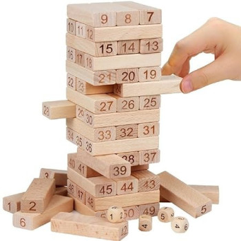 51-Piece Wooden Building Blocks Set Jenga Game Sturdy And Durable For 5+Years