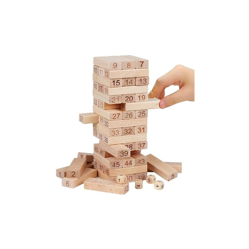 51-Piece Wooden Building Blocks Set Jenga Game Sturdy And Durable For 5+Years