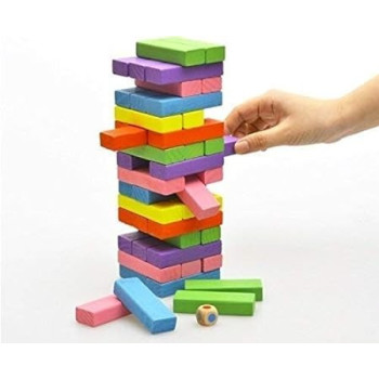 51-Piece Wooden Stacking Blocks Tower Toy Set Multicolor