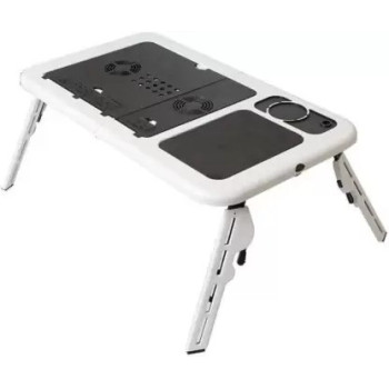 Portable Laptop Desk With Cooling Fan, White/Black