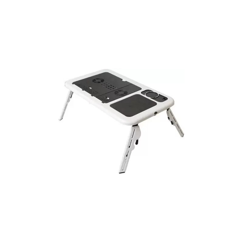 Portable Laptop Desk With Cooling Fan, White/Black