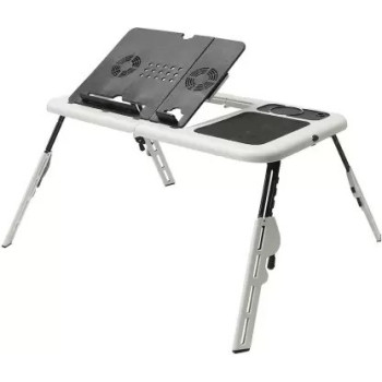 Portable Laptop Desk With Cooling Fan, White/Black