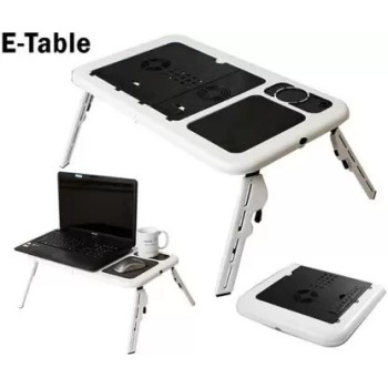 Portable Laptop Desk With Cooling Fan, White/Black