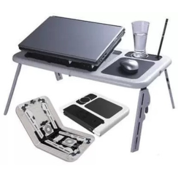 Portable Laptop Desk With Cooling Fan, White/Black