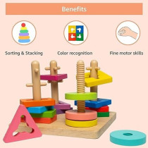 Sharpdo Wooden Geometric Shape Sorting Puzzle Board 10 x 10 x 10Centimeter