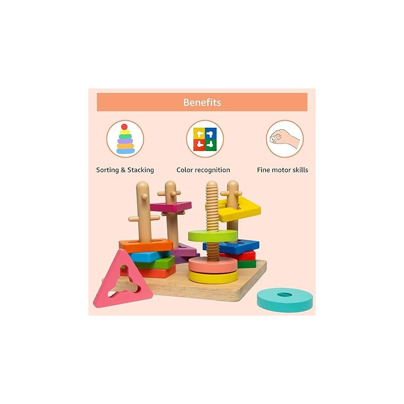 Sharpdo Wooden Geometric Shape Sorting Puzzle Board 10 x 10 x 10Centimeter