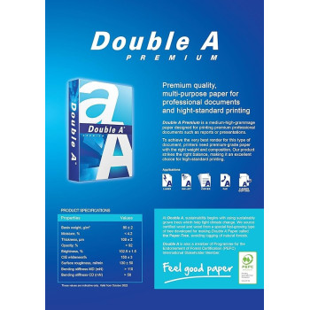 Double A Premium A4 80gsm Copier Paper Ream-White (500 Sheets)