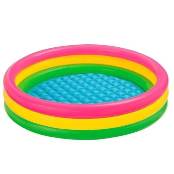 Intex 3 Ring Rainbow Portable Inflatable Lightweight Compact Circular Swimming Pool 61x 22cm
