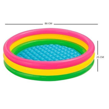 Intex 3 Ring Rainbow Portable Inflatable Lightweight Compact Circular Swimming Pool 61x 22cm