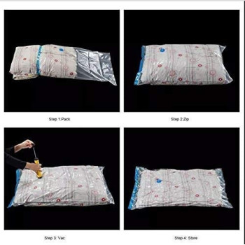 6-Piece Reusable Vacuum Pillow Compressed Organizer Set Clear Colour