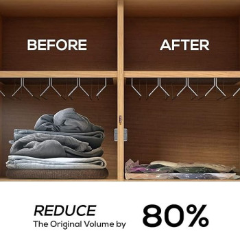 6-Piece Reusable Vacuum Pillow Compressed Organizer Set Clear Colour