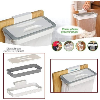 Attach A Trash Hanging Trash Bag Holder White Colour