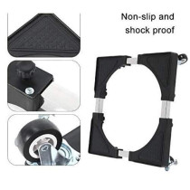 Multifunctional Movable Washing Machine And Refrigerator Stand Black