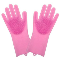 Silicone Dish Washing Scrubber Gloves Rose