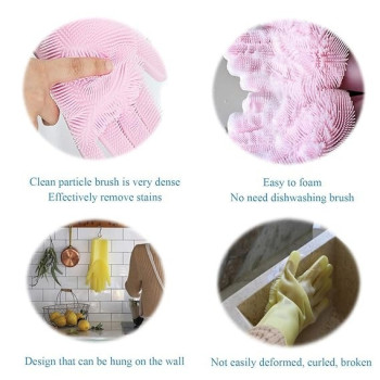 Silicone Dish Washing Scrubber Gloves Rose