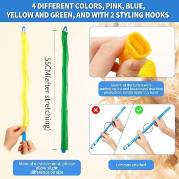 20-Piece Magic Curler Set Pink/Green/Blue Colour