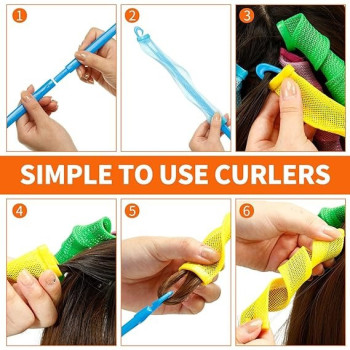 20-Piece Magic Curler Set Pink/Green/Blue Colour