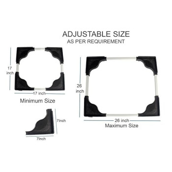 Refrigerator And Washing Machine Moveable Stand, Silver/Black, 700 x 700Mm